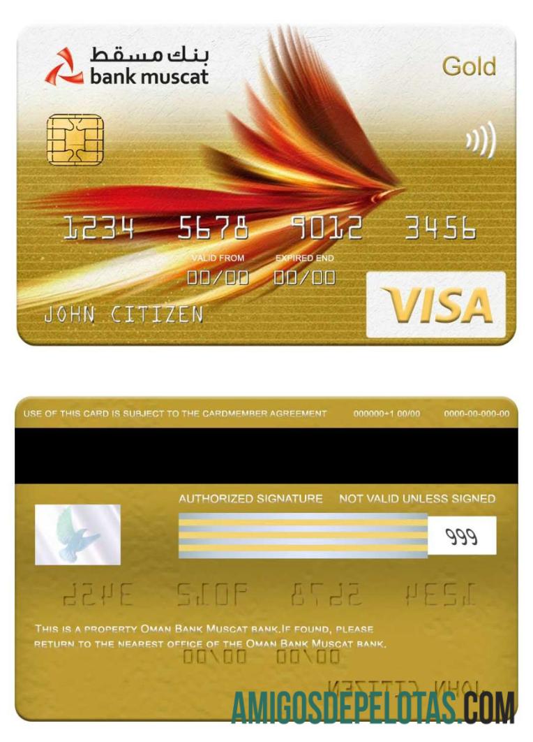 Oman Bank Muscat Bank Visa Gold Card template